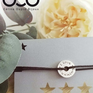 Adjustable bracelet &quot;I love Running&quot; tinplate silver finish 925 - ø16mm - Made in France