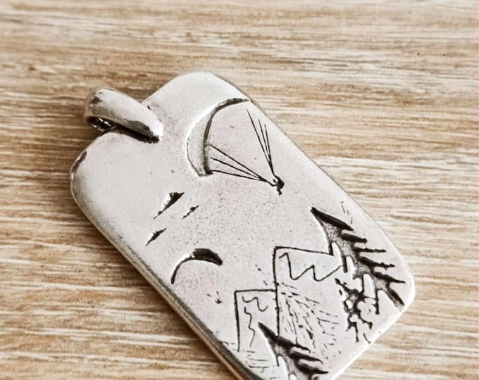 Paraglider Pendant with Forest - Rectangle GM 20x40mm - with or without chain