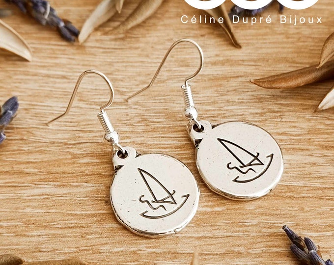 Windsurfing / windsurfing earrings - tinplate silver finish 925 - Hooks of your choice