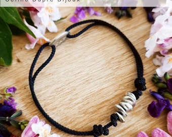 Bracelet for your tin wedding - 5 raw tin beads - Model with rounded beads