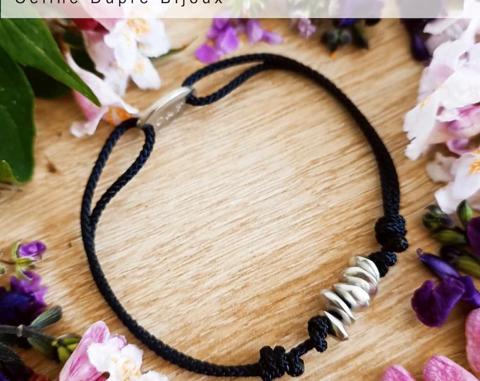Bracelet for your tin wedding - 5 raw tin beads - Model with rounded beads
