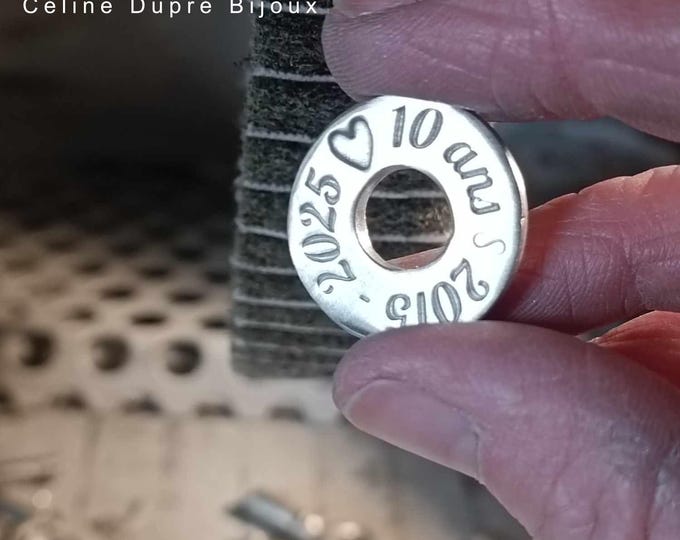 Bracelet for your tin wedding anniversary - Ring with text "10 years 2015/2025) - adjustable cord ø1.50mm