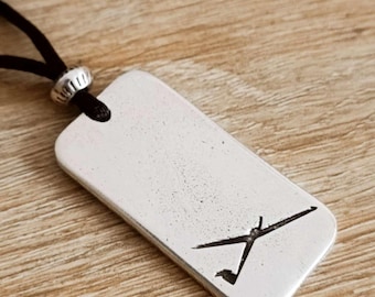 Adjustable necklace glider pendant rectangle GM 20x39mm - Pewter finish 925 silver