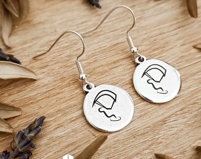 Kitesurf earrings - 925 silver finish tinplate - Choice of hooks