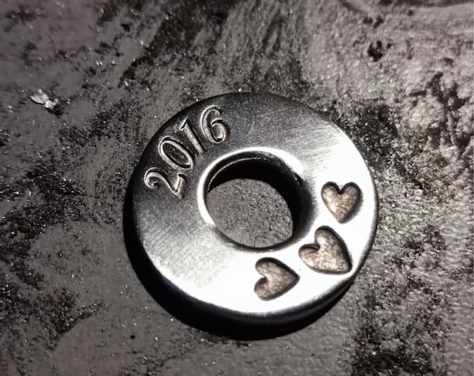 Adjustable bracelet - Ring with "2016" text + infinity symbol - 1.50mm diameter cord