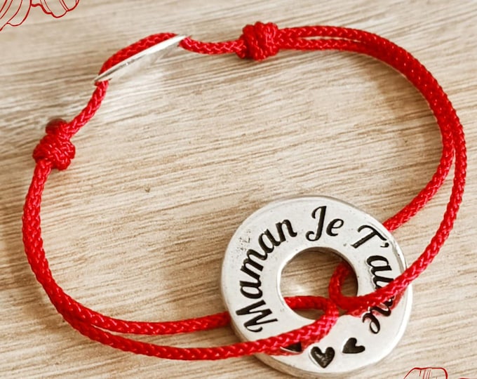 "Maman" bracelet - ø23mm ring - size and color of your choice - Silver finish