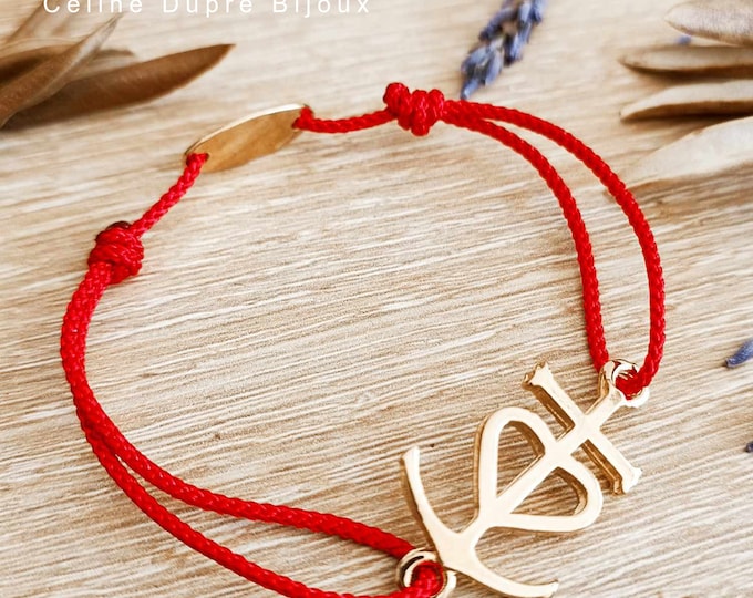 Camargue Cross Bracelet - gold - 17x23mm - adjustable cord choice - Made in France