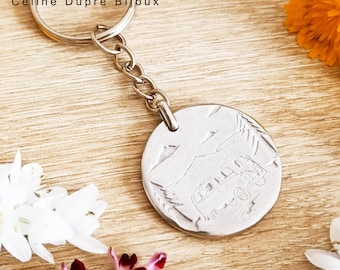 Van Life Style / Combi key ring - ø30mm in raw white iron