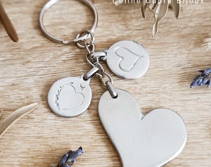 Key ring for your tinplate wedding, birthday, wedding.... - raw tinplate medals