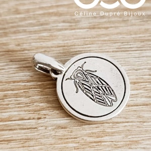Zikadenanhänger - allein oder mit Kette - 925 Silber Finish ø20mm