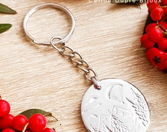 Tinplate key ring - Paraglider + Forest - model of your choice