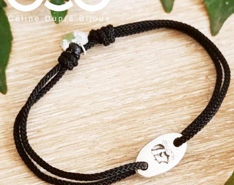 Moor's Head Bracelet - adjustable with 8x16mm oval medal - braided cord of your choice