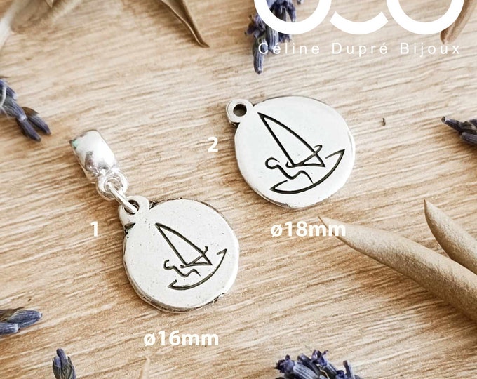 Pendant / Charm's Windsurf for bracelet or necklace - 925 silver finish tinplate - model of your choice - Made in France