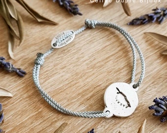 "Corse" adjustable bracelet ø16mm - 925 silver finish tinplate - choice of braided cord color