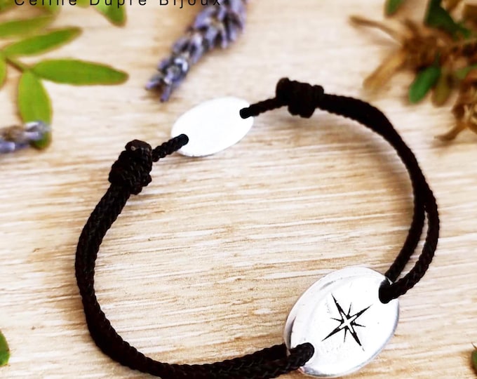 Star bracelet - silver finish tinplate - Oval 12x18mm