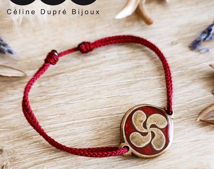 Lauburu bracelet / Basque Cross - ø18mm - Bordeaux - Size of your choice