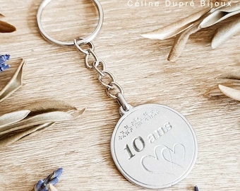 Birthday key ring - raw tinplate - models and date of your choice