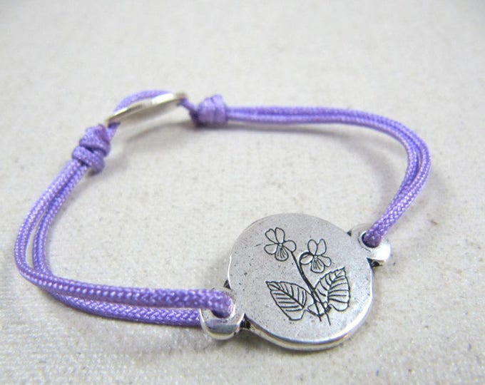 Bracelets "Purple" Silver 925 - ø16mm - color cord choice
