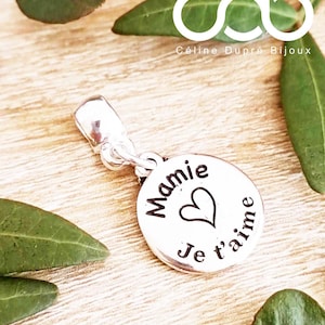 Charm&#39;s &quot;Mamie&quot; 925 silver finish - ø18mm - text of your choice