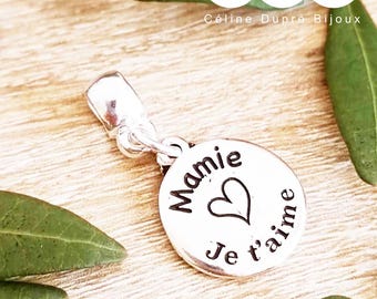 Charm's "Mamie" 925 silver finish - ø18mm - text of your choice