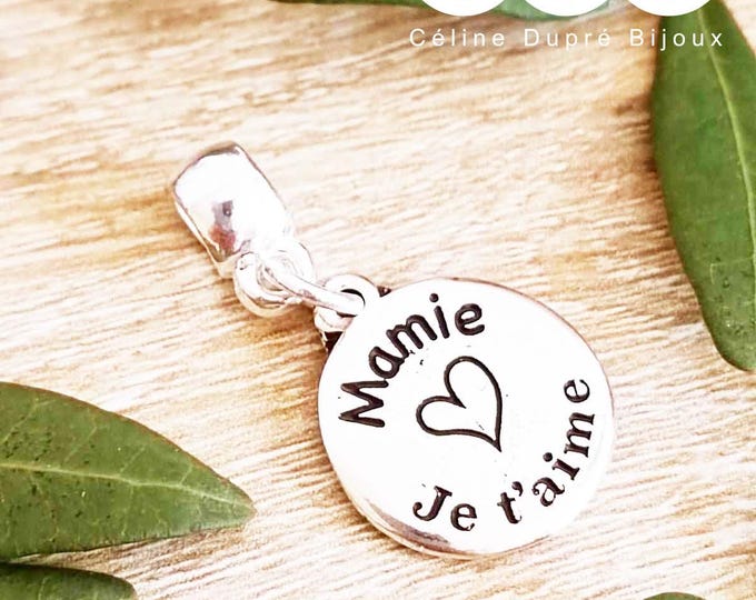 Charm's "Mamie" 925 silver finish - ø18mm - text of your choice
