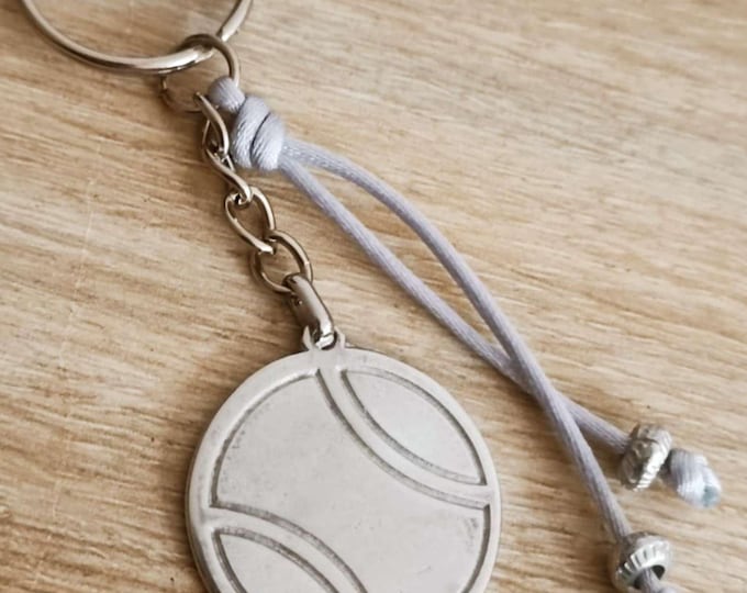 Key ring - Tennis ball - ø30mm - with beads and cord.