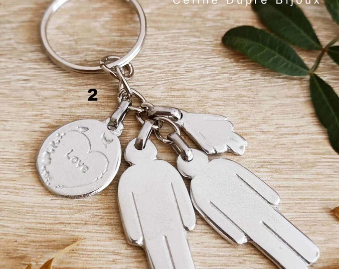 Raw tinplate key ring - family of 3,4,5 people