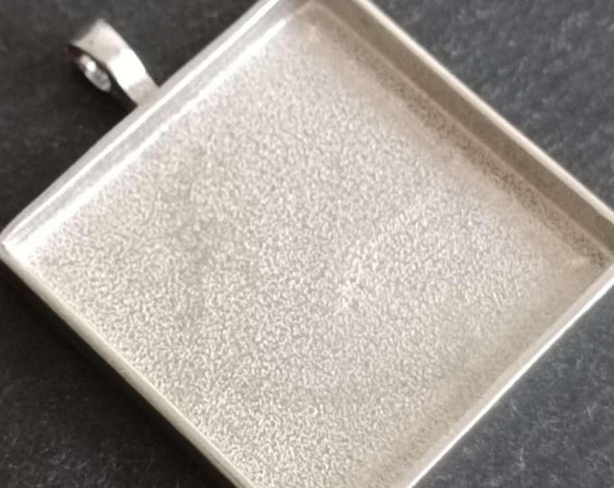 Raw tinplate jewelry base - Square 32x32mm