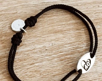 Heart bracelet + 50 (golden wedding anniversary) - silver-finished tinplate - Oval 9x15mm