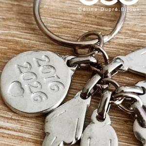 Raw tinplate key ring - family of 3, 4, or 5 people - limited edition 2016/2026