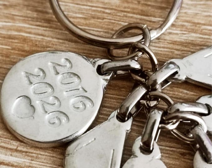 Raw tinplate key ring - family of 3, 4, or 5 people - limited edition 2016/2026