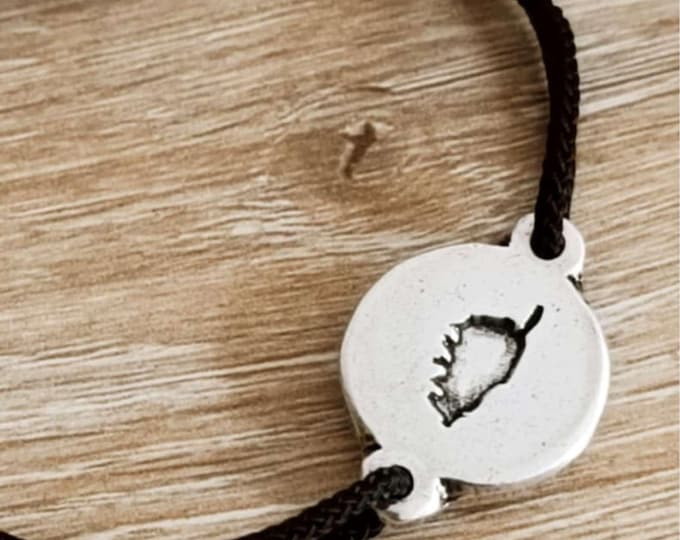Adjustable bracelet "Corsica" ø16mm - tinplate with 925 silver finish - choice of braided cord color