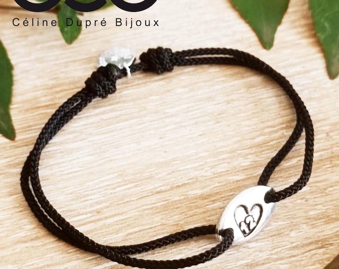 Bracelet 12 with heart (Silk Wedding) - silver finish tinplate - Oval 9x15mm