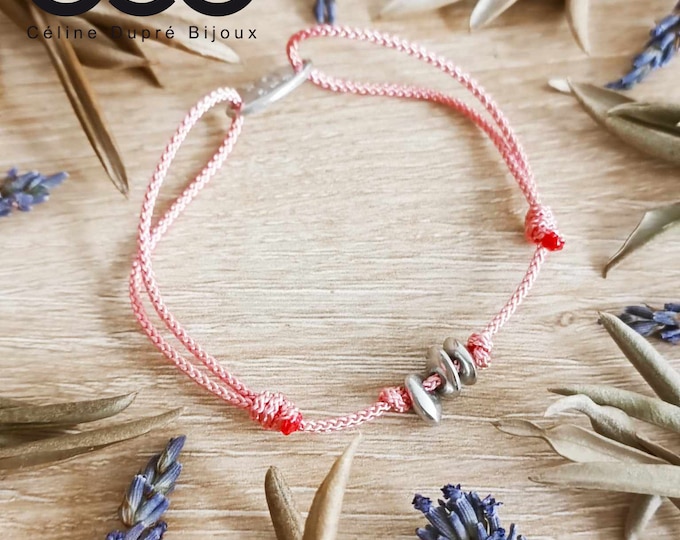 Bracelet for your tin wedding - raw tin beads - Model 1 rounded beads + engraving