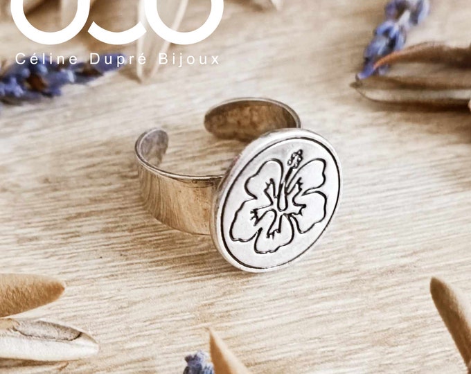 Hibiscus / flower / palm ring - Pewter / brass - ø18mm - models and finish of your choice