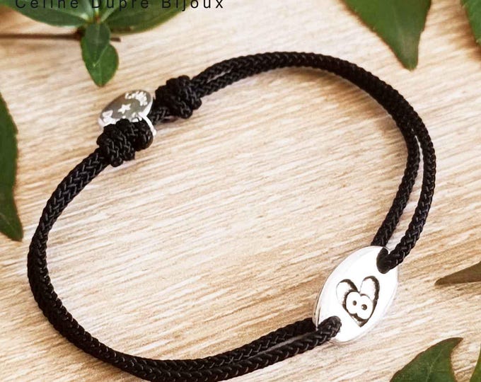 8 year bracelet with heart (Poppy wedding) - silver finish tinplate - Oval 9x15mm