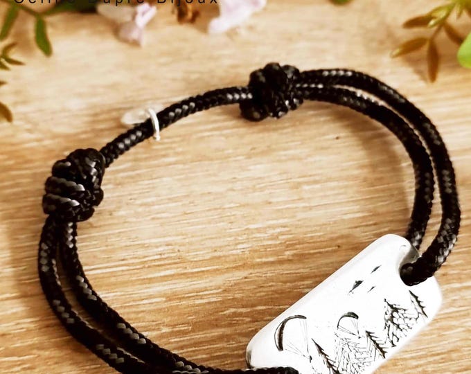Paragliding Bracelet - Rectangle 17x36mm with Paracord cord ø3mm - size and color of your choice
