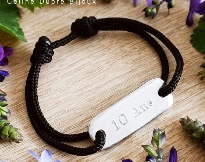 Customizable bracelet with 15x40mm plate + ø3mm Paracord cord - size and color of your choice