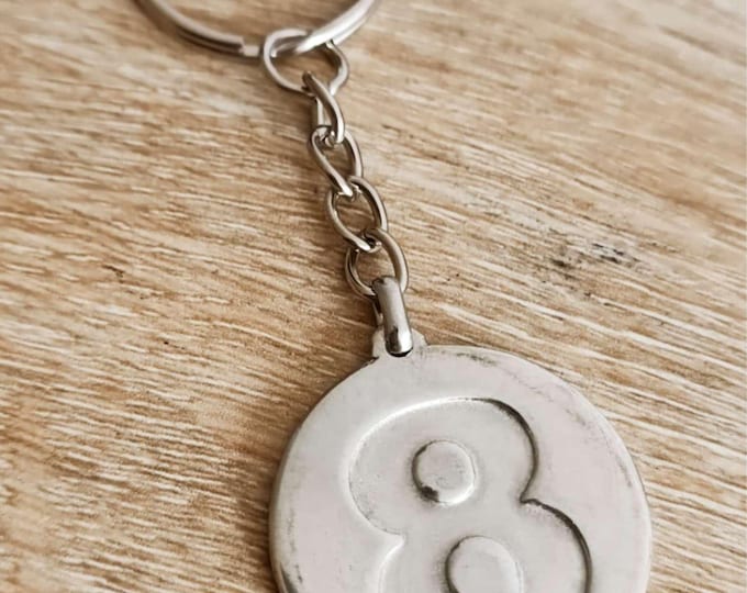 Birthday keyrings - 8 - tinplate - ø30mm