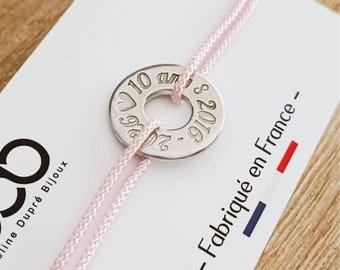 Tinplate jewelry - Bracelet for your tinplate wedding anniversary - Ring with the inscription "10 years 2016/2026" - adjustable 1.50mm diameter cord