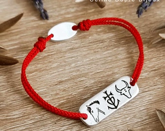 Camargue Cross / Horse / Bull Bracelet - 10x29mm - 925 silver finish white iron - Made in France