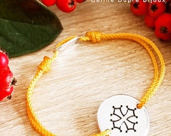 New - Adjustable bracelet "Croix Occitane" 925 silver finish - ø19mm - braided cord of your choice