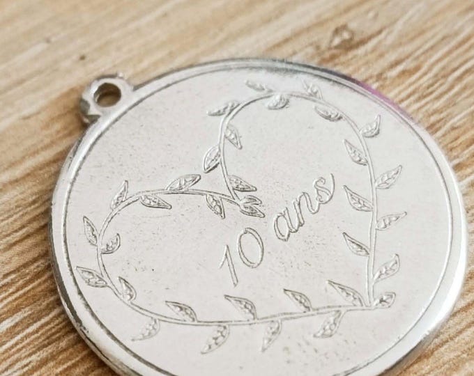 Birthday keychains - Leaf heart + 10 - tinplate - ø30mm