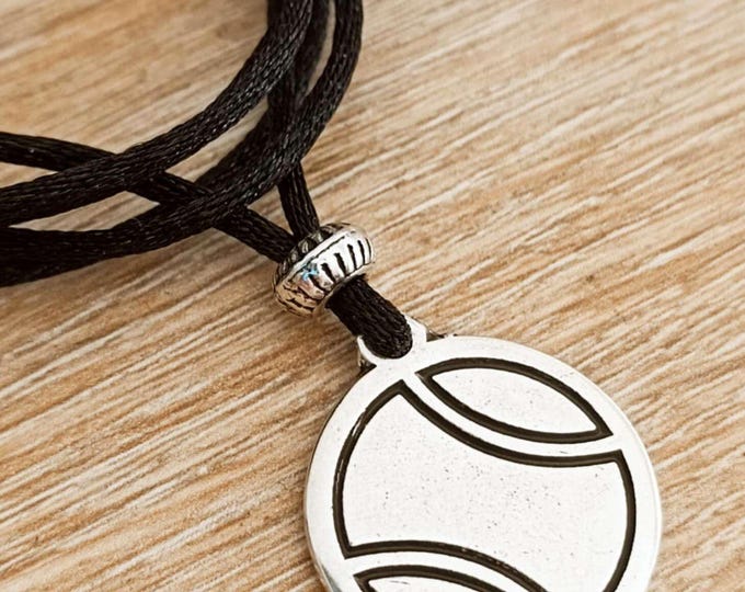 Tennis Ball Necklace - ø21mm in tinplate with 925 silver finish - adjustable cord of your choice.