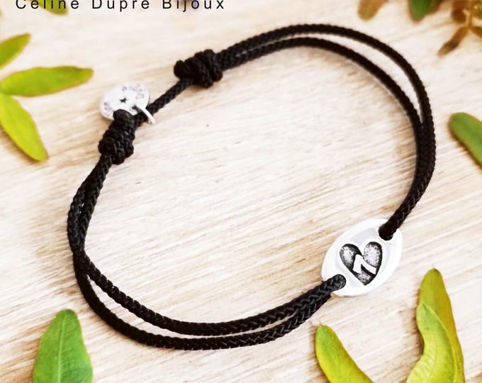 7 year old bracelet with heart - silver finish tinplate - Oval 9x15mm