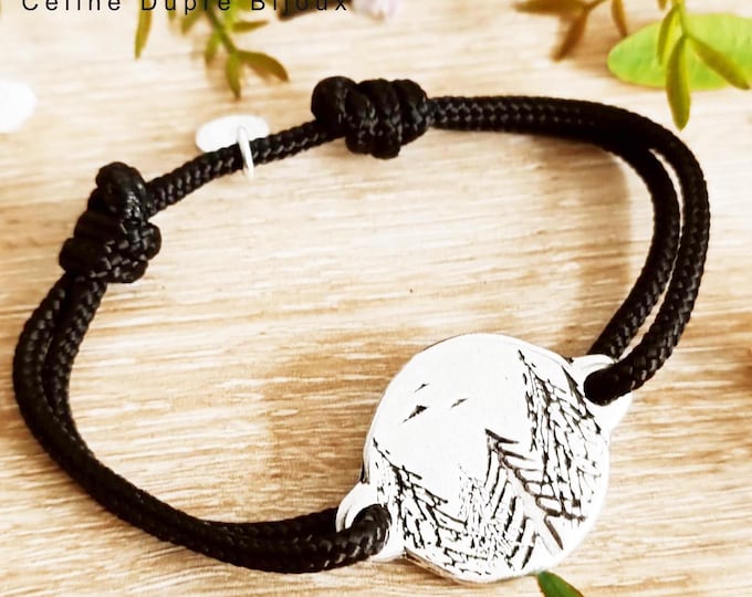 Forest / nature bracelet - ø25mm medal with ø3mm Paracord cord - size and color of your choice
