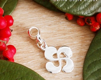 Charm's "Lauburu / Basque cross" for bracelet - tinplate finish 925 silver - model of your choice