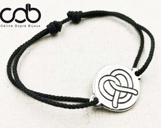Adjustable bracelet "Pretzel/Alsace" tinplate finish 925 silver - ø18mm