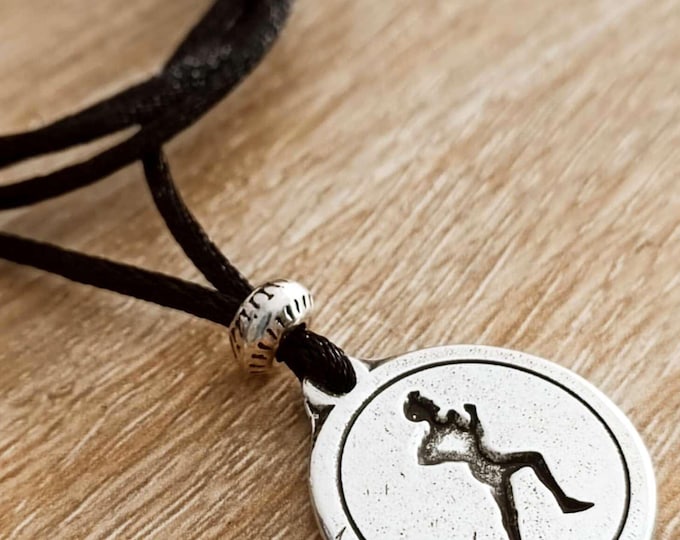 Running Necklace - tin plate with 925 silver finish - Round ø20mm with circle - adjustable cord