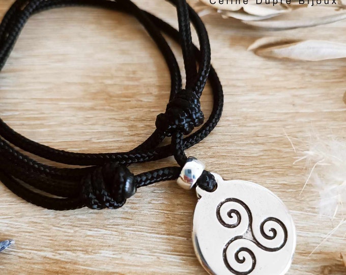 "Celtic / Brittany" necklace - ø25mm medal with ø3mm Paracord cord - Model and color of your choice